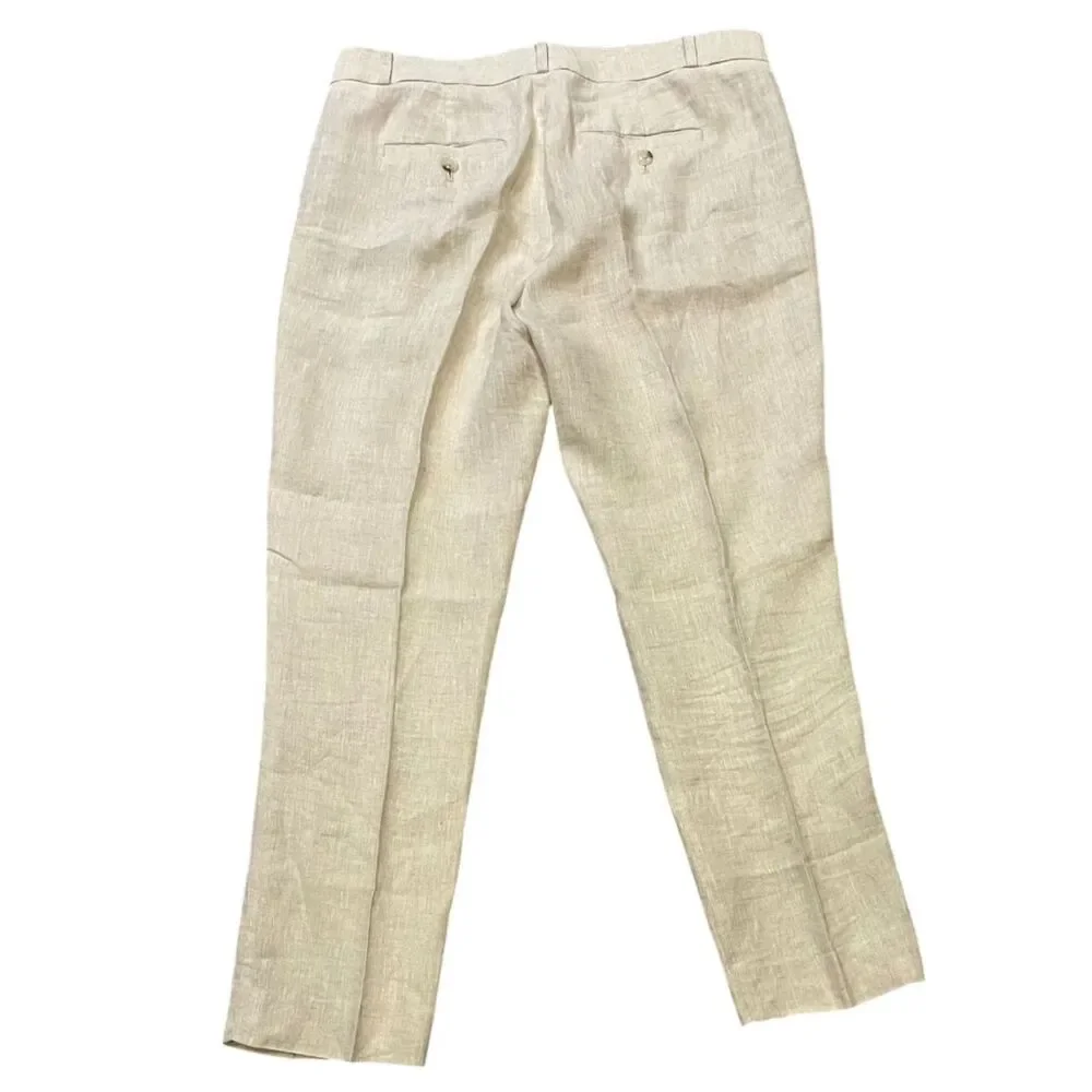 Banana Republic Avery 100% Linen Straight Leg Trousers in Light Beige